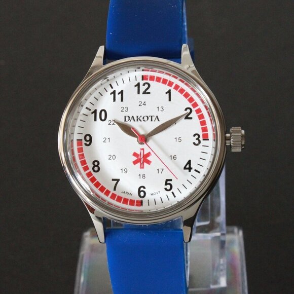 Dakota RN Quartz Nurse Watch Blue Rubber Strap Japanese Movement 35mm - Picture 6 of 13